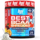 BPI Sports Best BCAA Shreded - Cafeína Free Thermogenic Recovery Drink, Lean Muscle Building BCAA Pó para Mulheres e Homens, Pré-treino BCAAs Amino Acids Drink- Fruit Punch - 25 Servings
