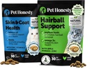 Pele de gato & casaco saúde & hairball suporte pacote: Omegas & Biotin mastiga para revestimento brilhante & Furball Remedy (Frango 30-Dia de fornecimento)