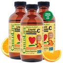 ESSENCIAIS FILHOS Vitamina C Líquida - Puro Suplemento Líquido Vitamina C para Crianças, Suporte do Sistema Imune, Grande Gosto - Sabor Laranja Natural, 4 Fl Oz (Pacote de 3)