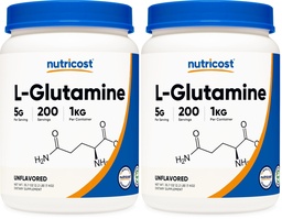 Nutricost L-Glutamine Powder 1 KG - Unflavored, Non-GMO, Gluten Free (Pack of 2)