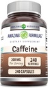 Fórmulas surpreendentes Cafeína 200 Mg por serviço Cápsulas Não-GMO □ Gluten-Free □ Made in USA (1 Pack, 240 Count)