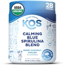 KOS Calming Blue Spirulina Blend- USDA Certified Organic - Algae Superfood Powder with Ashwagandha Root, Lemon Balm, Reishi Mushroom, B Vitaminas - Berry Coconut Cooler Flavor, 28 Servings