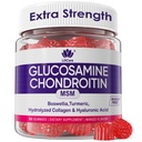 Glucosamina Condroitina Gummies, Açúcar Free Glucosamina Condroitina HSH Suplemento, Força extra com Boswellia Turmeric, Colágeno hidrolisado & Ácido Hialurônico, Saúde óssea para homens e mulheres, 60 Cts