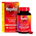 MegaRed Antárctico Krill Oil 500mg Omega 3 Fatty Acid Supplement, extra força EPA & DHA Krill Oil Softgels (90cnt Box), Astaxantina, Suplemento de saúde do coração com nenhum sabor de óleo de peixe