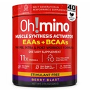 Oh!mino Essential Aminoácidos Suplemento. Berry Blast, pó sem estimulantes. Todos os 9 EAAs, BCAAs e o Amino perfeito para treinos, Energia Amino, e para construir músculo, e recuperar mais rápido.