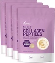 VivoNu Multi Colágeno Peptídeos Pó, 16 Oz Hidrolisado Proteína Peptídeos Tipo I,II,III,V,X com Ácido Hialurônico, Biotina e Vitamina C Sem sabor Keto Paleo Friendly, Ez Mix em Bebidas (4LB/4Pack)