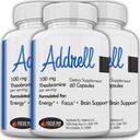 Addrell Energy Stimulant Pills- Suplemento de estudo Pill Alternativa, Suplementos Nootrópicos Naturais & Melhorador Cognitivo Substituto para Elevar a Clareza Mental para Mulheres e Homens- 180 Cápsulas