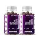 Vitamatic Iron 65 mg chicletes Suplemento para Mulheres e Homens - 60 Vegan chicletes - Grande degustação de ferro chiclete vitaminas com vitamina C (2)