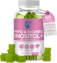 Inositol Gummies PCOS com folato e vitamina D - Myo & D-Chiro Inositol Blend, 40:1 razão, 60 gomas de sabor de maçã