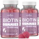 NOVA IDADE chicletes de biotina – Cabelo, pele e unhas chicletes – 10.000 mcg - Suplemento não-GMO para mulheres, homens - Made in USA -120 Conde