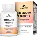 300 Bilhões de UFC Probióticos - Probióticos para Mulheres e Homens, 12 Probiótico Strains Plus Prebiótico, para Imune & Digestive, Gut Health, Gás Bloating, prateleira estável - 60 Caps