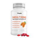 Vitapia Omega 7 Sea Buckthorn Berry Oil 1000mg para cabelo, pele, unhas, apoio à saúde do coração - 34% Ácido palmitoleico e natural Omega 3 6 9 Ácidos gordos Suplemento - 120 cápsulas, não-GMO, sem glúten