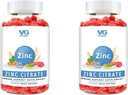 Vita GLOBE Citrato de Zinco Gummies – 50mg Suplemento diário de Zinco □ Sistema imunológico e suporte de saúde da pele □ Vegan, Vitaminas Gummy não-GMO mastigáveis para adultos e crianças – 96 Contagem (Pacote de 2)