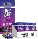 Designs Nutricionais LPS Colágeno Líquido & Whey Protein Supplement - Bebida não-GMO, sem açúcar - Promove a pele saudável & cabelo para homens e mulheres, Uva, Serviço Único (25 pacotes)