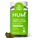 Suco de aipo de aipo HUM chicletes de fibra para adultos, primeiro suco de aipo prebiótico Gummy, Gluten Free Fiber Supplement Supplement Supplement Suporta desintoxicação, Gut Health, Greens Gummies, Clorofila e Fibra Prebiótica, 60 Contagem