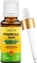 ORZAX Vitamina D3 K2 Drops - Suporta Densidade óssea e Absorção de Cálcio - para osso, músculo e coração - (0,67 fl oz - 20 ml)