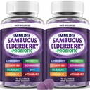 Elderberry Gummies Imune Support, suporte diário para crianças e adultos*, com Sambucus Elderberry, Zinc, Vitamina C, D3, B6, B12, Plus - Suplemento dietético - 140 Contagem