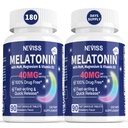 Melatonina 40 mg para adultos - rápida dissolução & mastigabilidade Sublingual Sleep Supplement - Melatonina de força extra com vitamina D3 & HSH, Selênio para o ciclo de repouso de saúde, Zzzs profundos, Livre de açúcar, 180 Servings