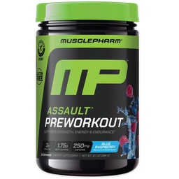 MusclePharm Assault pré-treino em pó para homens e mulheres – Energia e força aumentar suplementos pré-treino com Beta Alanine, Cafeína, Creatina e Betaine Anhydrous – 30 Servings, Blue Framboesa Flavor