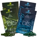 ENERGYbits / RECOVERYbits - Espirulina orgânica & comprimidos de chlorela - Pacotes de amostras de serviço único - Superalimento de algas - alta proteína, clorofila - auto-cuidado - Vegan, Keto, Gluten Free - 4 sacos, 30 / Bag