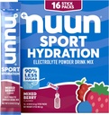 Nuun Sport Eletrolyte Powder Packets com Magnésio, Cálcio, Potássio, Cloreto e Sódio, Pacotes de Hidratação para Em-O-Go, Aroma de Berry Misturado, Gluten Free & Vegan, 16
