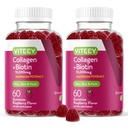 Viteey gomas de colágeno com pastilhas de biotina para a pele do cabelo e unhas Vitaminas - Biotina e suplementos de colágeno para mulheres e homens - Vegan, sem glúten – 120 Contagem