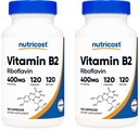 Vitamina B2 (Riboflavina) 400mg, 120 cápsulas (2 frascos)