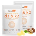 2 saco de vitamina D3 K2 suplemento Softgel, vitamina D3 K2 Softgel com 10000 UI suporta imune, coração, dentes e saúde óssea, livre de OGM, glúten, soja