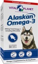Planeta Vital - Alaskan Omega-3 Suplemento de óleo de peixe para cães com 600mg de Ômega-3, alta em DHA e EPA de capturas sustentáveis Wild Caught Cold Water Fish, 60 Vanilla Softgels