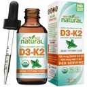 Por que não Natural Orgânico Vitamina D3 K2 (MK-7) Drops líquidos, 5000 UI de sublingual D3 com óleo de coco MCT, para ossos e dentes fortes, coração e Imune Suporte