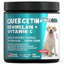 Quercetin para cães com bromelaína e vitamina C - Alergia e Itch Alief, Immune e suporte inflamatório - 120 comprimidos mastigáveis fabricados nos EUA