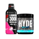 PROSUPPS L-Carnitine 3000 Estimulante Free Liquid Shots (31 Servings, Dragon Fruit) e Hyde Max bomba pré-treino para homens e mulheres (20 Servings, Blue Razz) Bundle