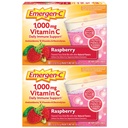 Emergen-C 1000mg Vitamina C em pó, com antioxidantes, vitaminas B e eletrólitos, suplementos de vitamina C para suporte imunológico, mistura de bebida livre de cafeína, sabor de framboesa - 60 contagem/2 mês de fornecimento