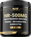 NAD+ Suplemento com Nicotinamida Ribosido, Resveratrol, Quercetina - 90 Contagem - 90 Dias Abastecimento