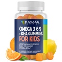 Omega 3 6 9 + pastilhas DHA para crianças - Óleo de peixe vegetariano, planta-baseado com DHA e EPA para crianças 2+ para apoiar o desenvolvimento do corpo e do cérebro - Sem gosto de peixe - limão e laranja sabores - 60 contagem