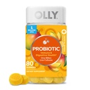 OLLY Gummy Probiótico, Sistema Imune e Suporte Digestivo, 1 bilhão de UFCs, Suplemento Probiótico Mastigável, Mango Flavored, Fornecimento de 40 dias - 80 contagem