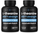NutraChamps L-Theanina 200mg Cápsulas, L-Theanina de dupla força líquido com vitamina D3, Óleo de coco orgânico, 120 Cápsulas Vegan (Pacote de 2)