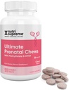 Nutri Supreme Vitamina pré-natal, Vitaminas pré-natais mastigáveis para mulheres com folato de metilo altamente absorvível, Multivitamínico pré-natal completo com ferro, Kosher, sabor de cereja, 90 Conde