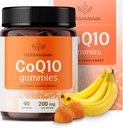 HERBAMAMA CoQ10 Gummies - 200mg Coenzyme Q10 para Apoio Antioxidante - Vegan, Suplemento de suporte energético diário não-GMO - 90 mastigação de banana com base em pectina
