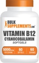 BulkSuplementos.com Vitamina B12 5000 mcg Softgels - como Cyanocobalamina, Suplementos Vitamina B12, para suporte energético - sem glúten, 1 Softgel por serviço, 60 contagem (Pacote de 1)