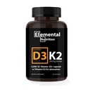 Vitamina K2 com D3 Suplemento de força extra Osso - Saúde do coração Fórmula 5000 UI Vitamina D3 125 mcg e 100 mcg Vitamina K2 - Fácil de engolir Vitamina K & D, 30 Cápsulas.