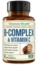 Vitamina B Complexo com VIT C & Ácido Fólico (Folato) - 8 Vitaminas B de alta potência: B1, B2, B3, B5, B6, B7, Vitamina B12 + Biotina, Colina e Inositol. Ajudas humor, energia, sistema nervoso e suporte imunológico