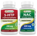 Melhores naturais 5-HTP 200 mg & NAC - N Acetil Cysteine 600 mg