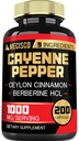 Cayenne Pepper Cápsulas com Curcumina Turmérica Raiz, Berberine HCl, Ceilão Canela Bark & Mais - 200 Cápsulas - Suporte Digestion Saúde, Sistema Imune e Equilíbrio Corporal