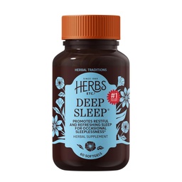 Herbs Etc. Deep Sleep Softgels - Herbal Sleep Support Supplement - Rest & Calming Support with Passionflower, Camomila & Lemon Balm - 60 Softgels (60 Servings)
