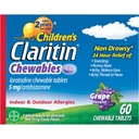 Claritin Maswables 24 HR Crianças Medicina Alergia, Uva, 60 Contagem