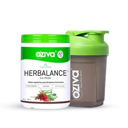 OZiva Plant based HerBalance for PCOS for Hormonal Balance 200gm + Shaker