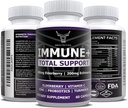 Nutrição OX 10 em 1 Elderberry, Vitamina C, Zinco, Vitamina E, Vitamina B6, Echinacea, Alho, Alho, Alcaçuz, L-Glutamina HCL & Lactobacillus Probióticos & Antioxidantes para a defesa imunitária 1 mês de fornecimento