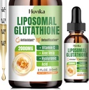 Suplemento de Glutationa lipossomal 2000mg, Glutationa líquida gotas com vitamina C, Mestre antioxidantes para o sistema imunológico, Defesa do envelhecimento, Cabeça da pele, Detox de fígado - Absorção superior, Vegan 2 Fl Oz