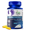 Vitaminas pré-natais Vegan com DHA (60 Conde) Omega-3 - Qwell melhor do que óleo de peixe, Função cerebral - 820 Mg Algae DHA & EPA, Vitaminas pré-natais Vegan com vitamina E, Carrageenan-livre